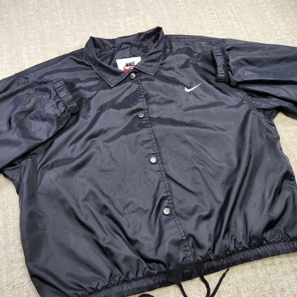 Vintage Nike Track Jacket Women Large Windbreaker White‎ Tag Snap Button Lined